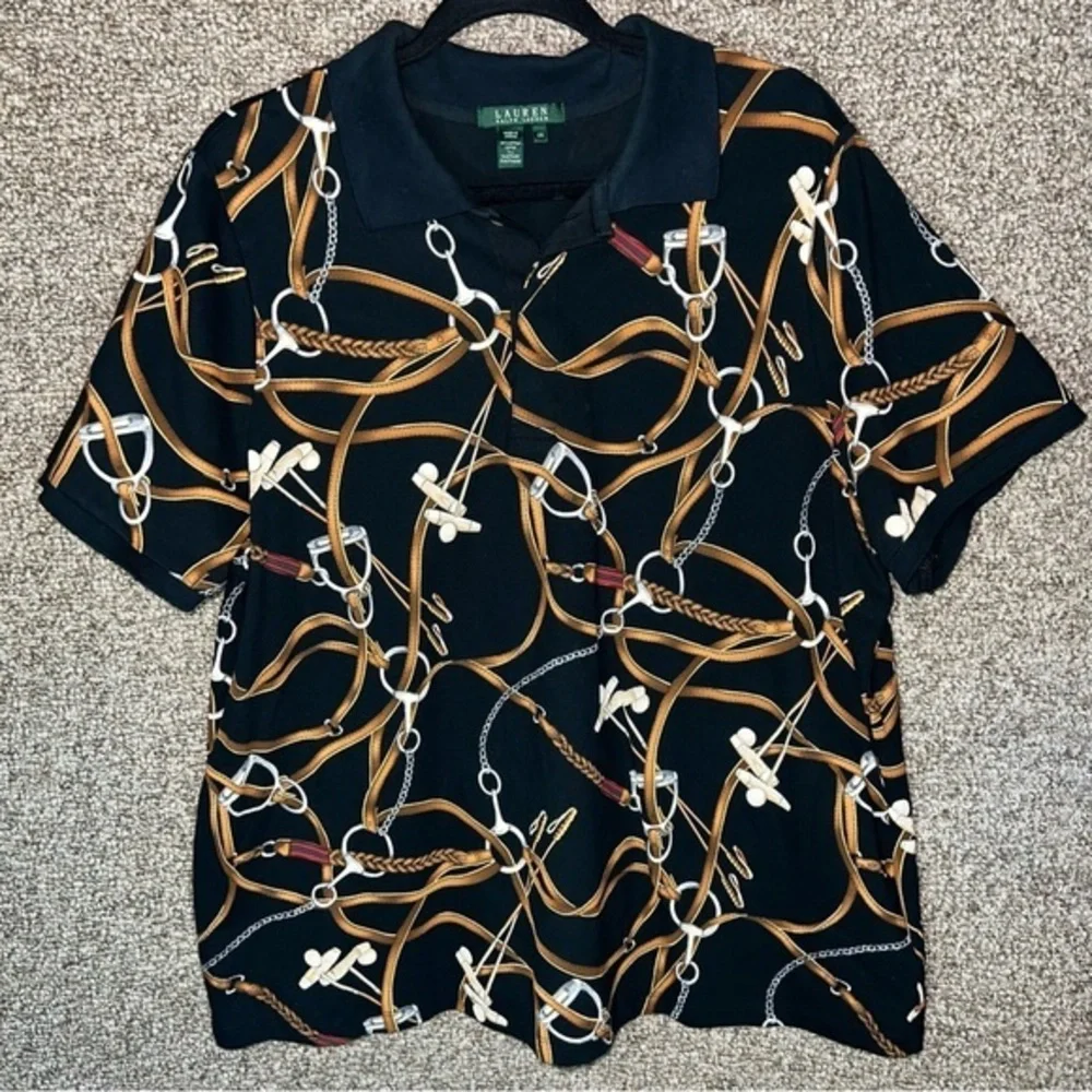 RALPH LAUREN Equestrian Horse Bit Hunter Jumper Polo Shirt Women’s 2XL Derby